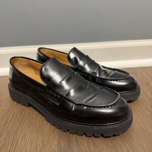 Women's Size 10 Thursday Boot Co. Penny Platform Lug Sole Loafer Black Leather